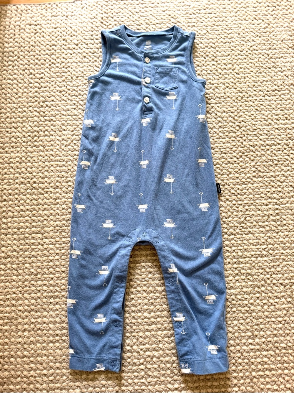 Baby GAP Sleeveless Boat Print Romper | 12–18 Months